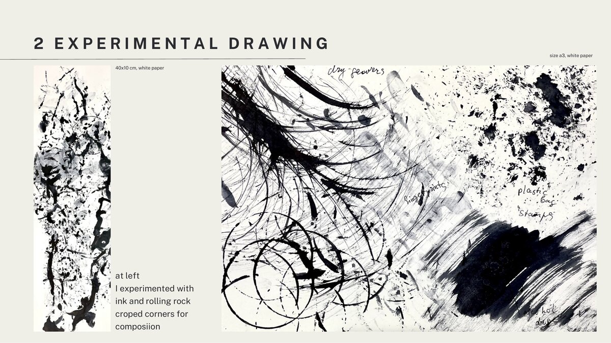 Experimental Drawing - Ink and Rolling Rock